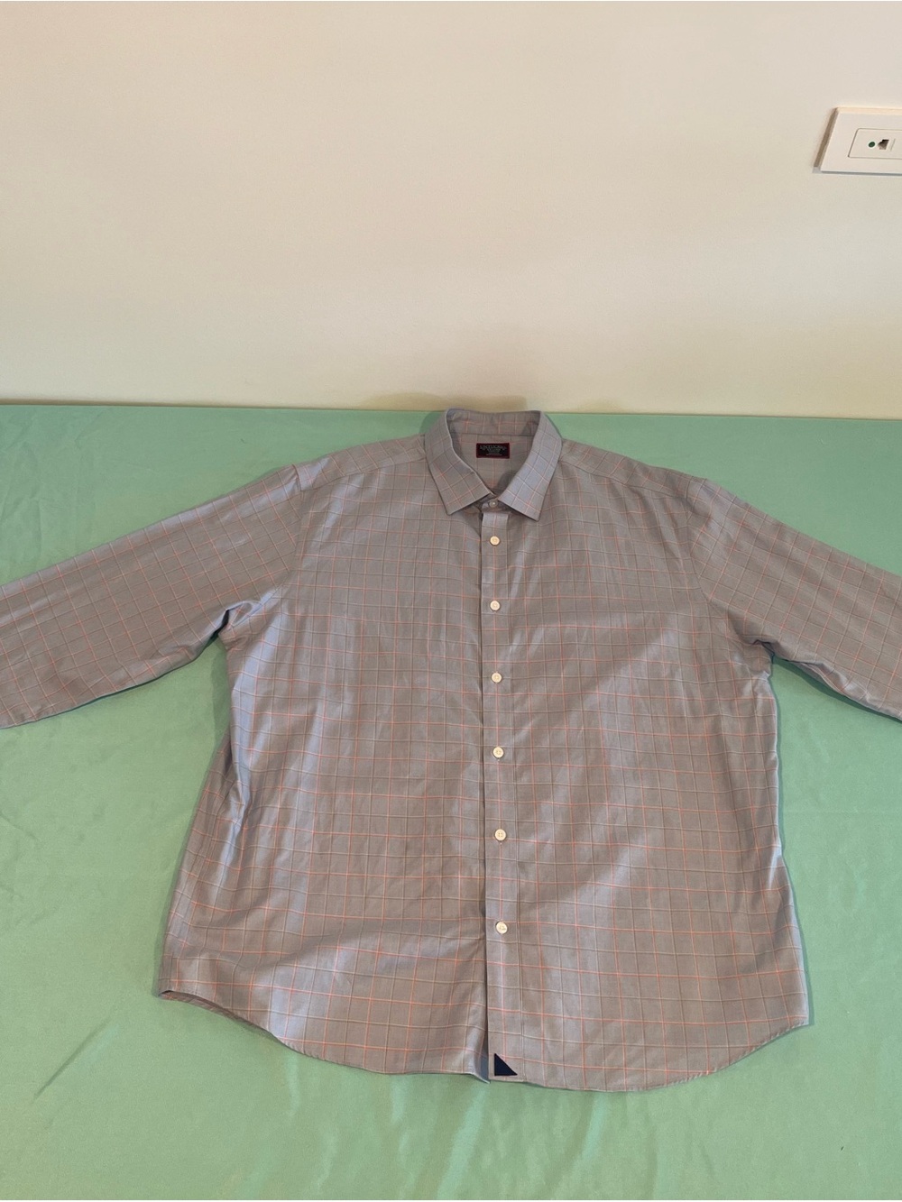 UNTUCKit Men's Light Blue Shirt with Pink & Brown Windowpane Stripe XXL